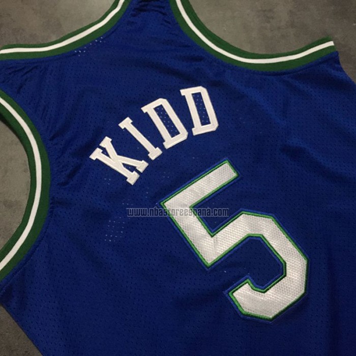 Camiseta Dallas Mavericks Jason Kidd NO 5 Mitchell & Ness 1994-95 Azul